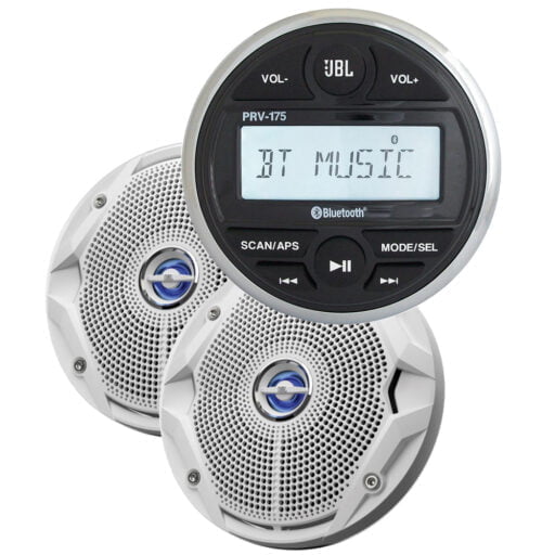 JBL MPK175 w/PRV 175 AM/FM USB Bluetooth® Gauge Style Stereo & MS6520 6.5" Coaxial Marine Speakers (Pair) #JBLMPK175 JBL