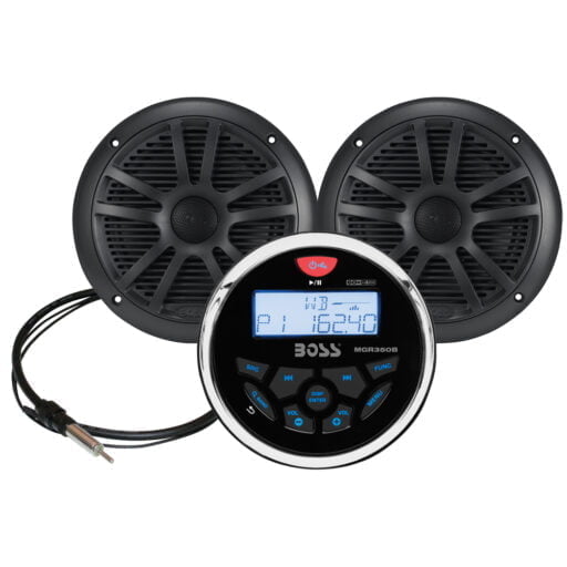 Boss Audio MCKGB350W.6 Marine Stereo & 6.5" Speaker Kit - Black #MCKGB350B.6 Boss Audio